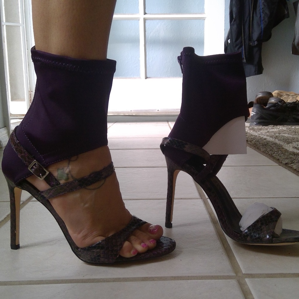Purple Snakeskin Pumps